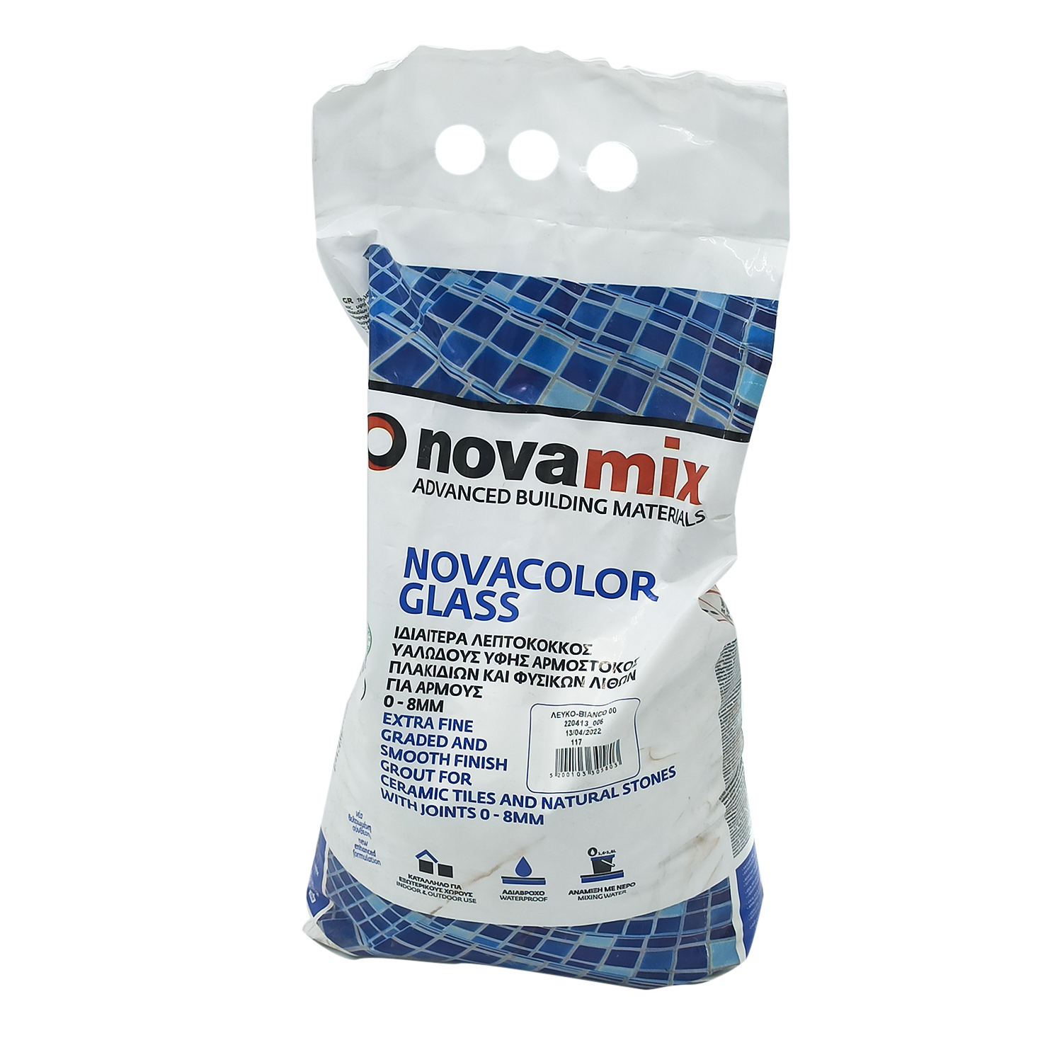შოვების შემავსებელი (ფუგა) NOVACOLOR GLASS 00 BIANCO 5KG — ფუგა